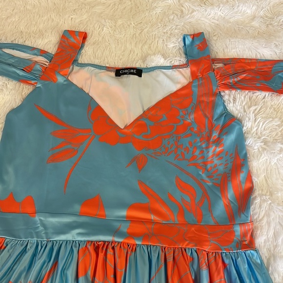 Chic Me Floral Maxi Dress Cold Shoulder Sz Xl - Picture 5 of 7